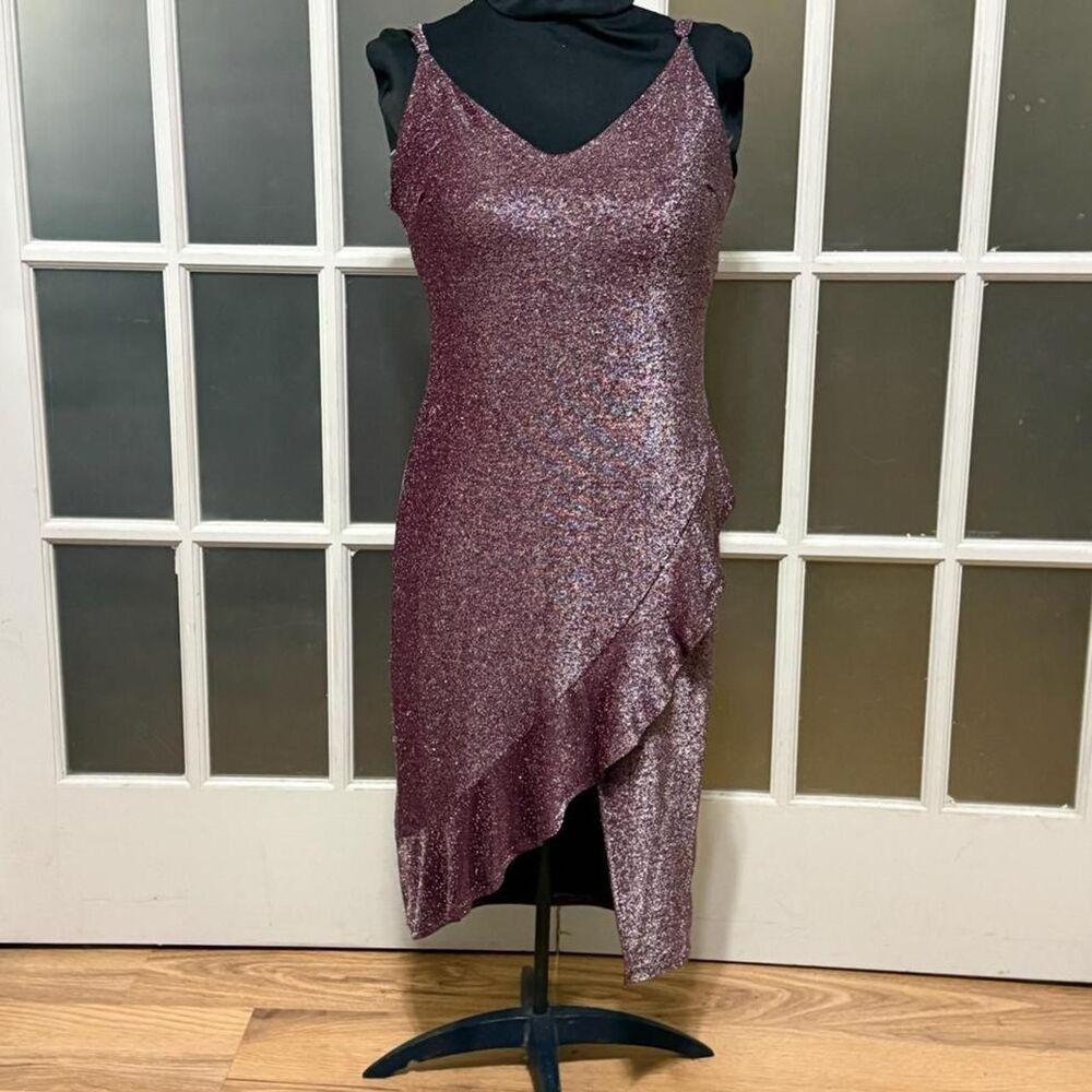 Midnight Doll Shimmery Ruffle Cocktail Dress